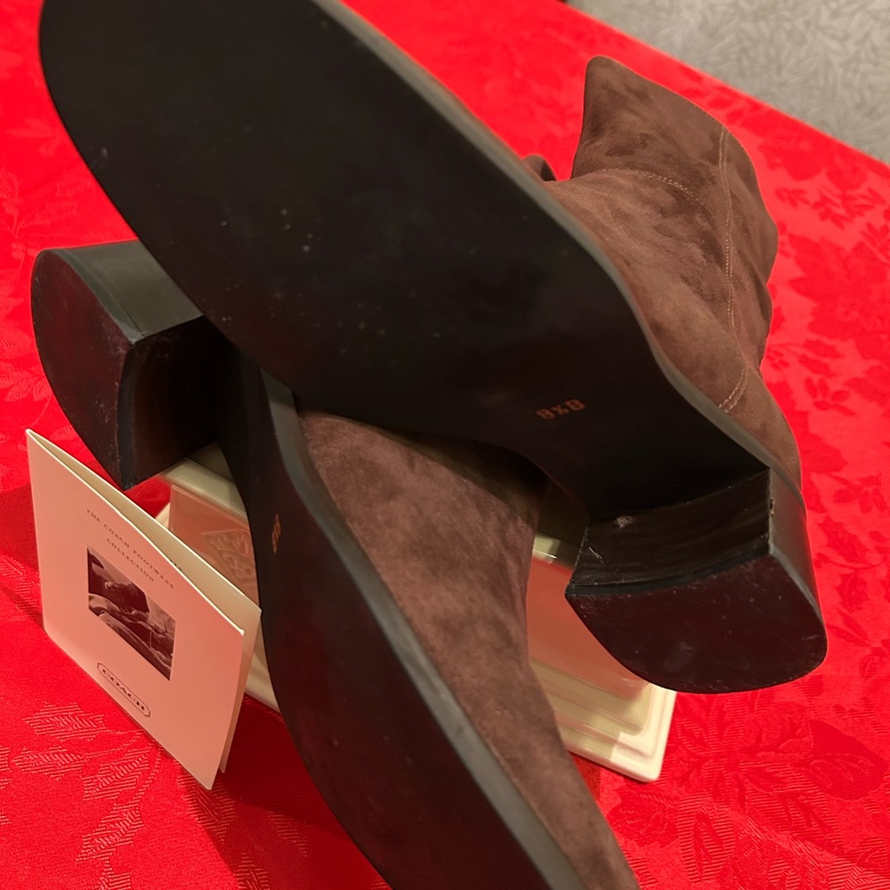 Coach Dark Brown Suede Ankle Boots - Picture 7 of 12